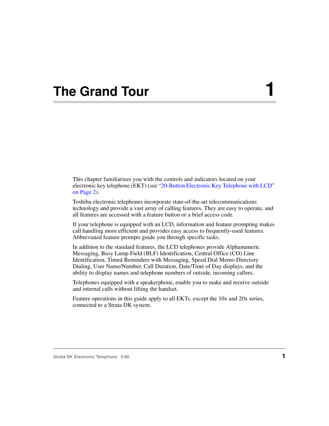 Toshiba Strata DK manual Grand Tour 