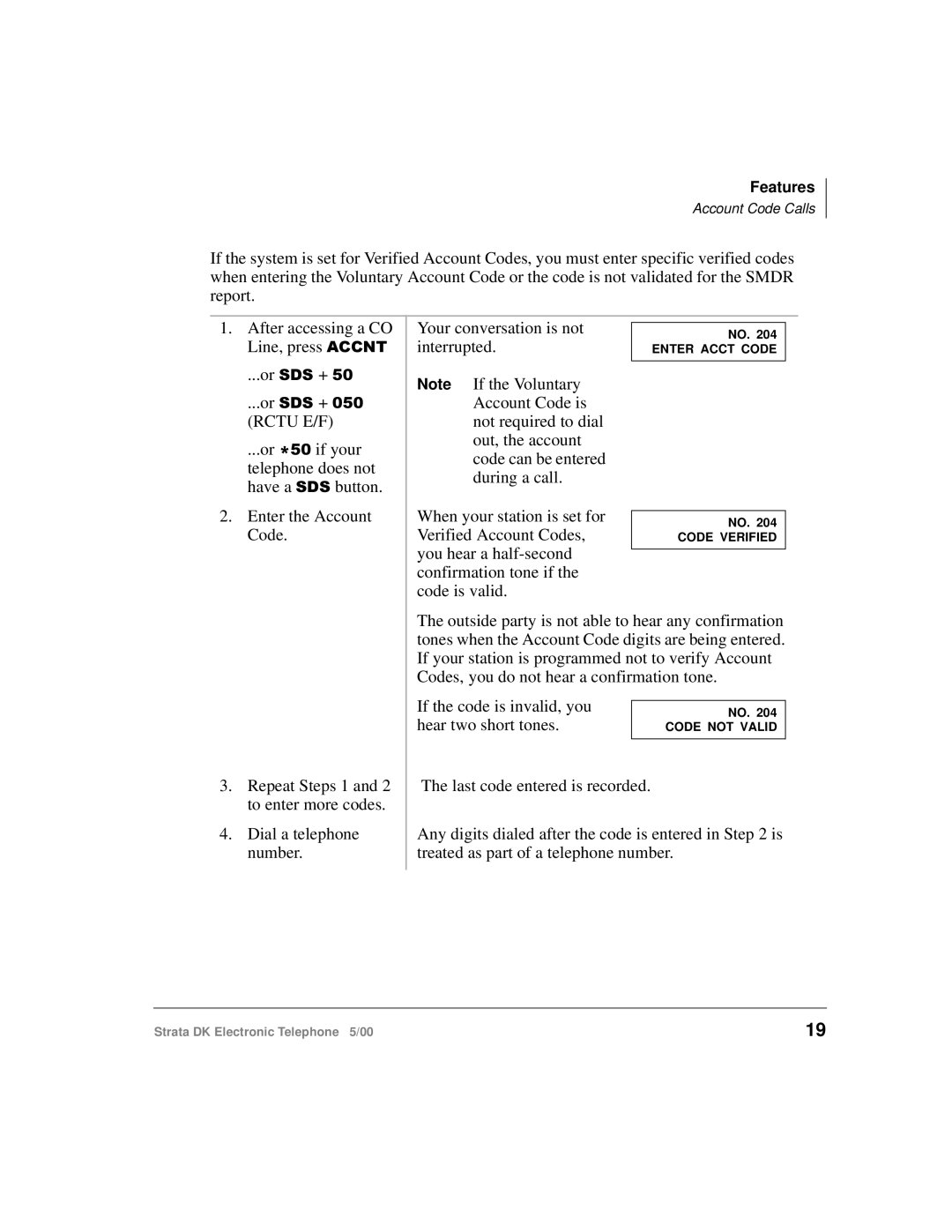 Toshiba Strata DK manual Rctu E/F, If the code is invalid, you Hear two short tones 