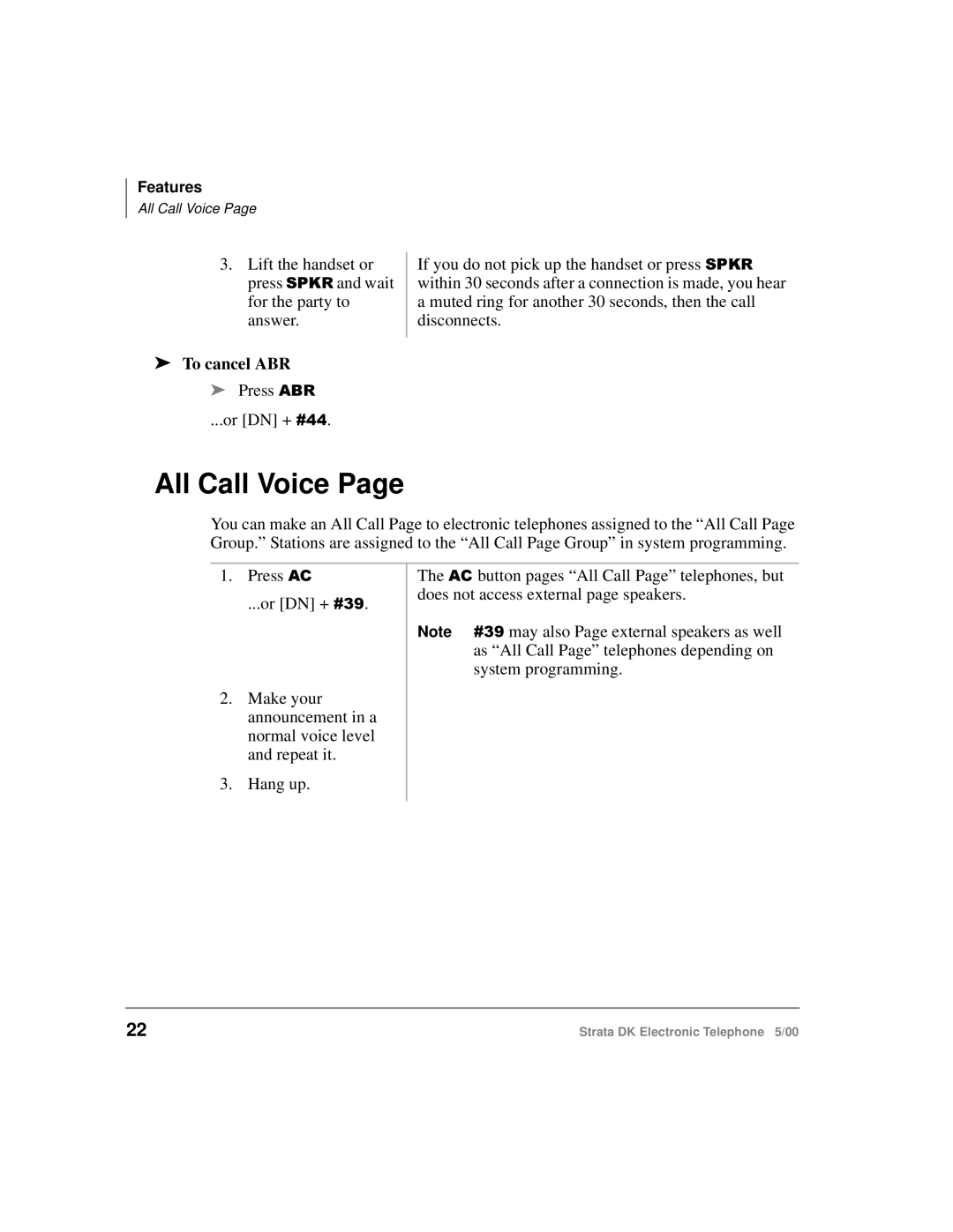 Toshiba Strata DK manual All Call Voice, To cancel ABR 