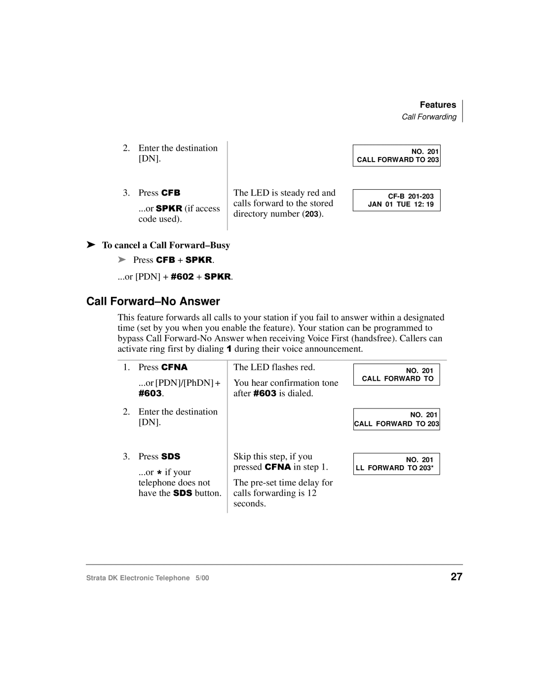 Toshiba Strata DK manual Call Forward-No Answer 