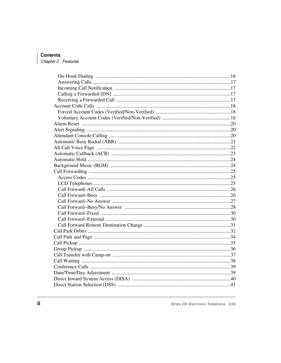 Toshiba Strata DK manual Contents 