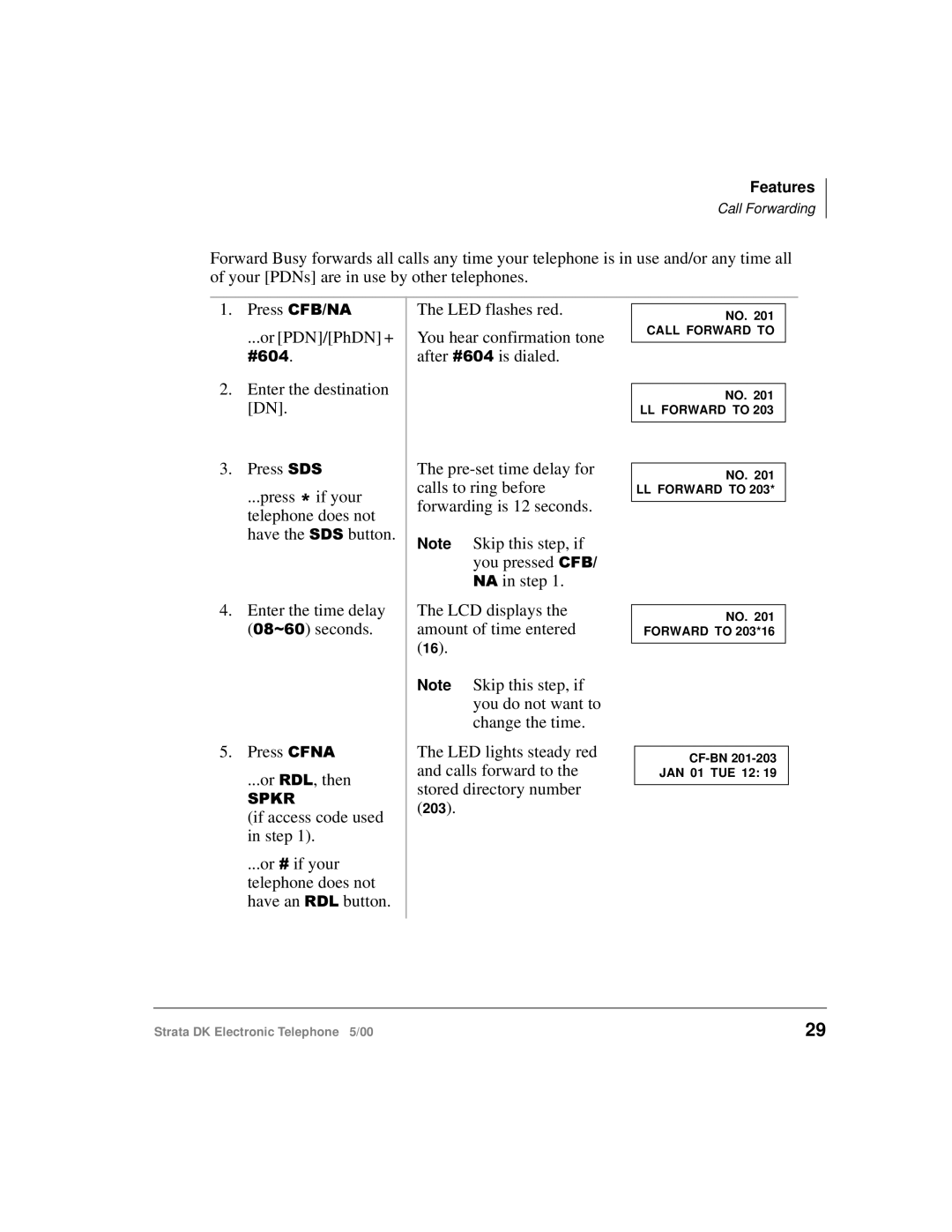 Toshiba Strata DK manual Call Forward to No LL Forward to 