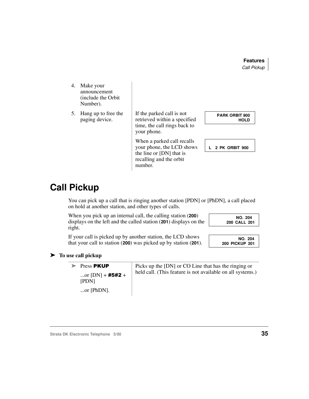 Toshiba Strata DK manual Call Pickup, To use call pickup 