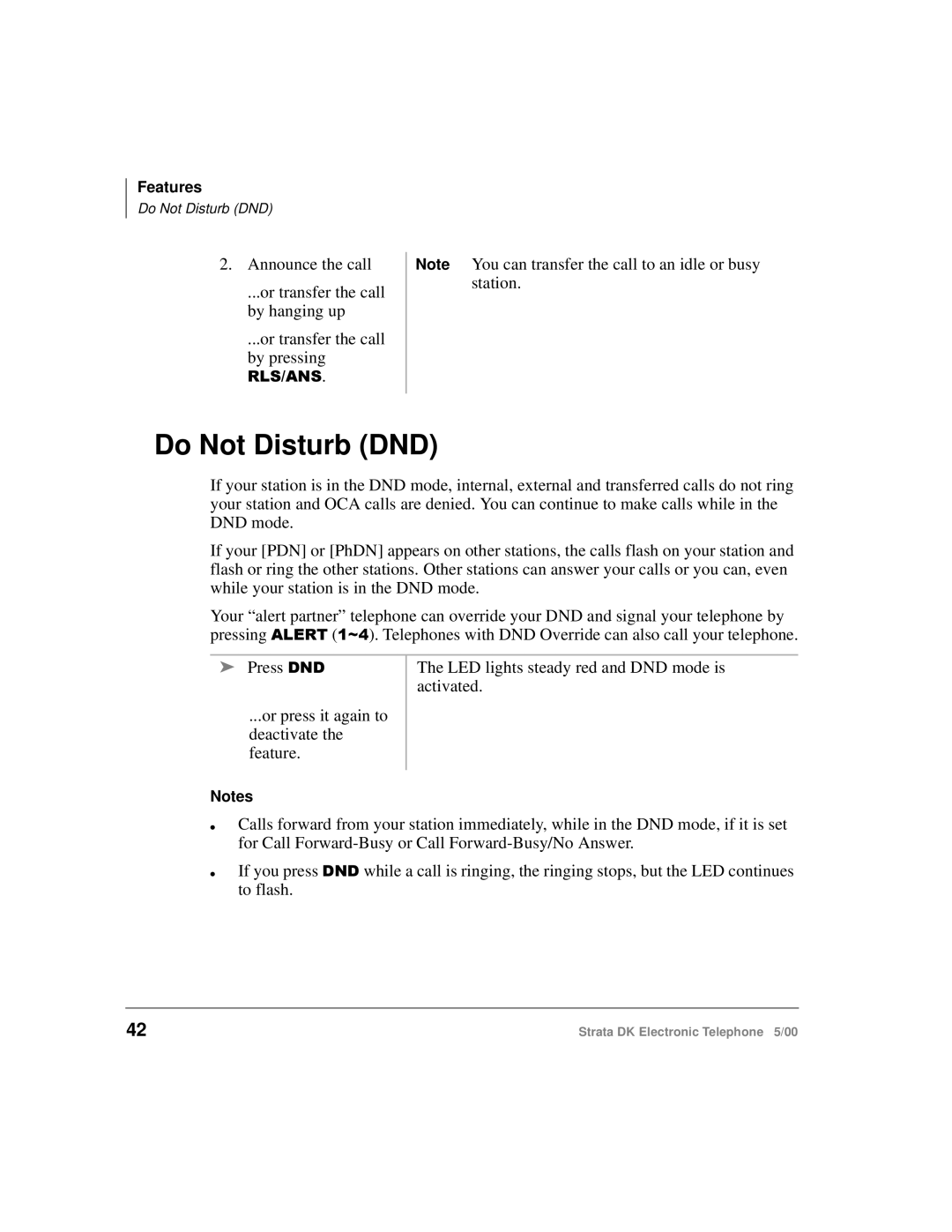 Toshiba Strata DK manual Do Not Disturb DND 