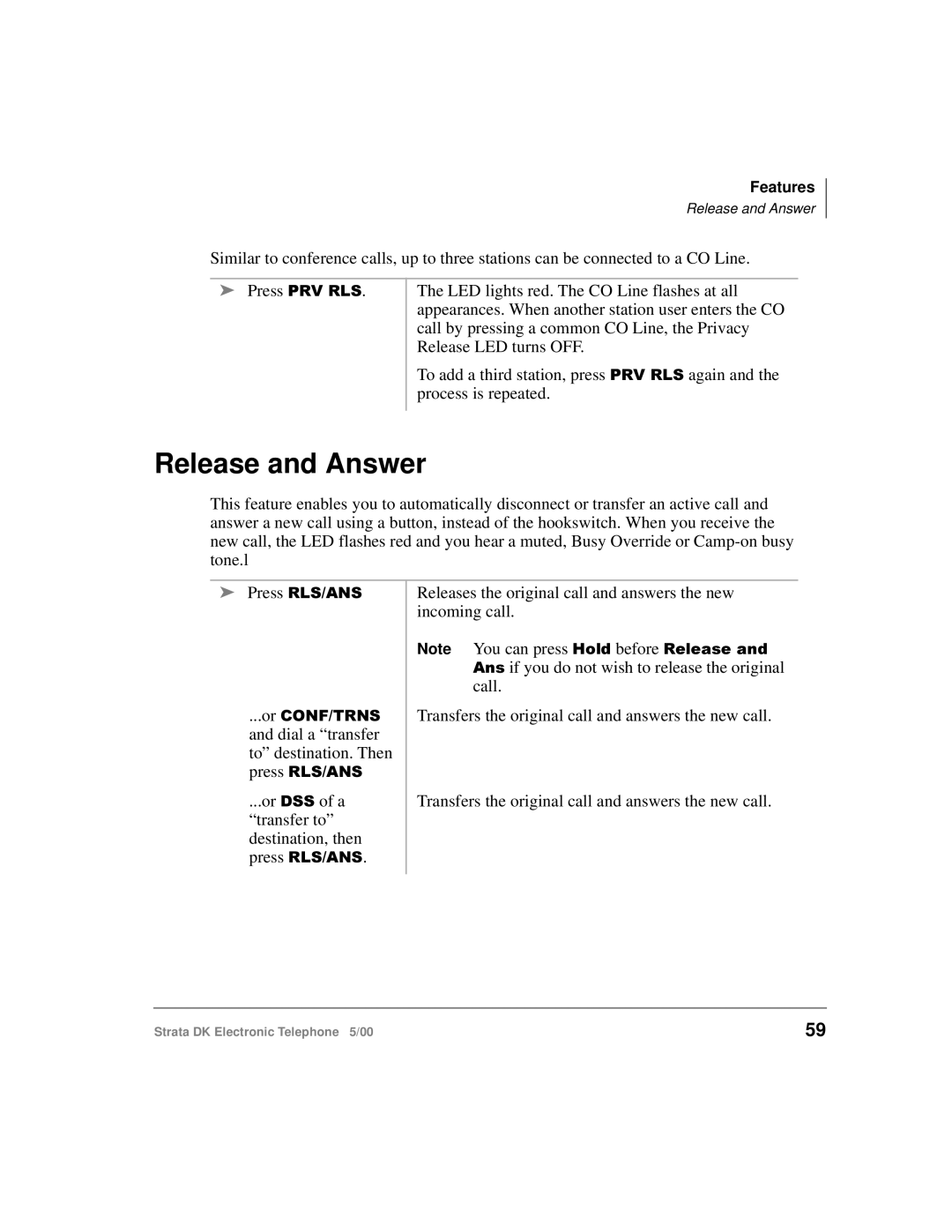 Toshiba Strata DK manual Release and Answer 