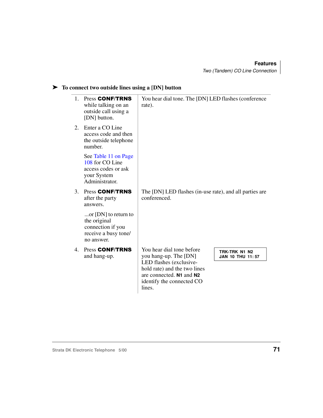 Toshiba Strata DK manual To connect two outside lines using a DN button 