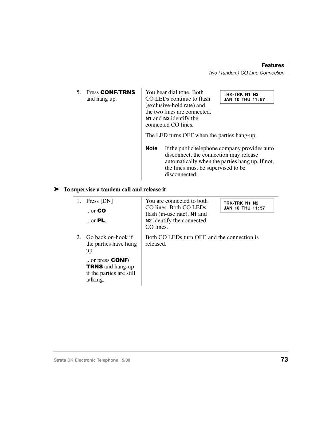 Toshiba Strata DK manual To supervise a tandem call and release it 