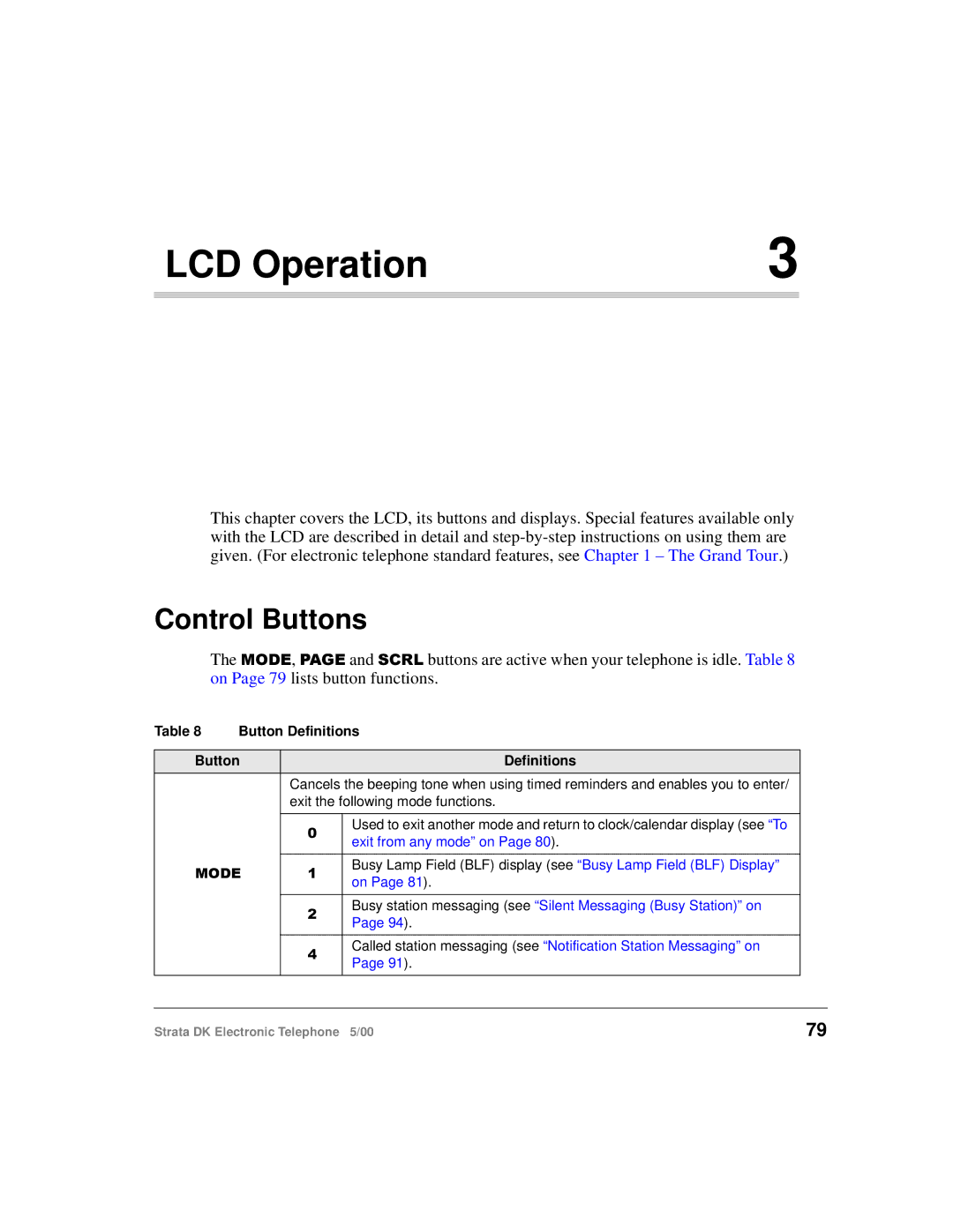 Toshiba Strata DK manual LCD Operation, Control Buttons 