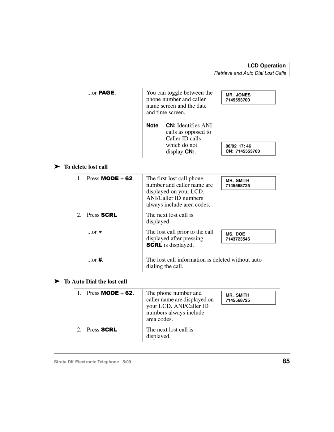 Toshiba Strata DK manual To delete lost call 