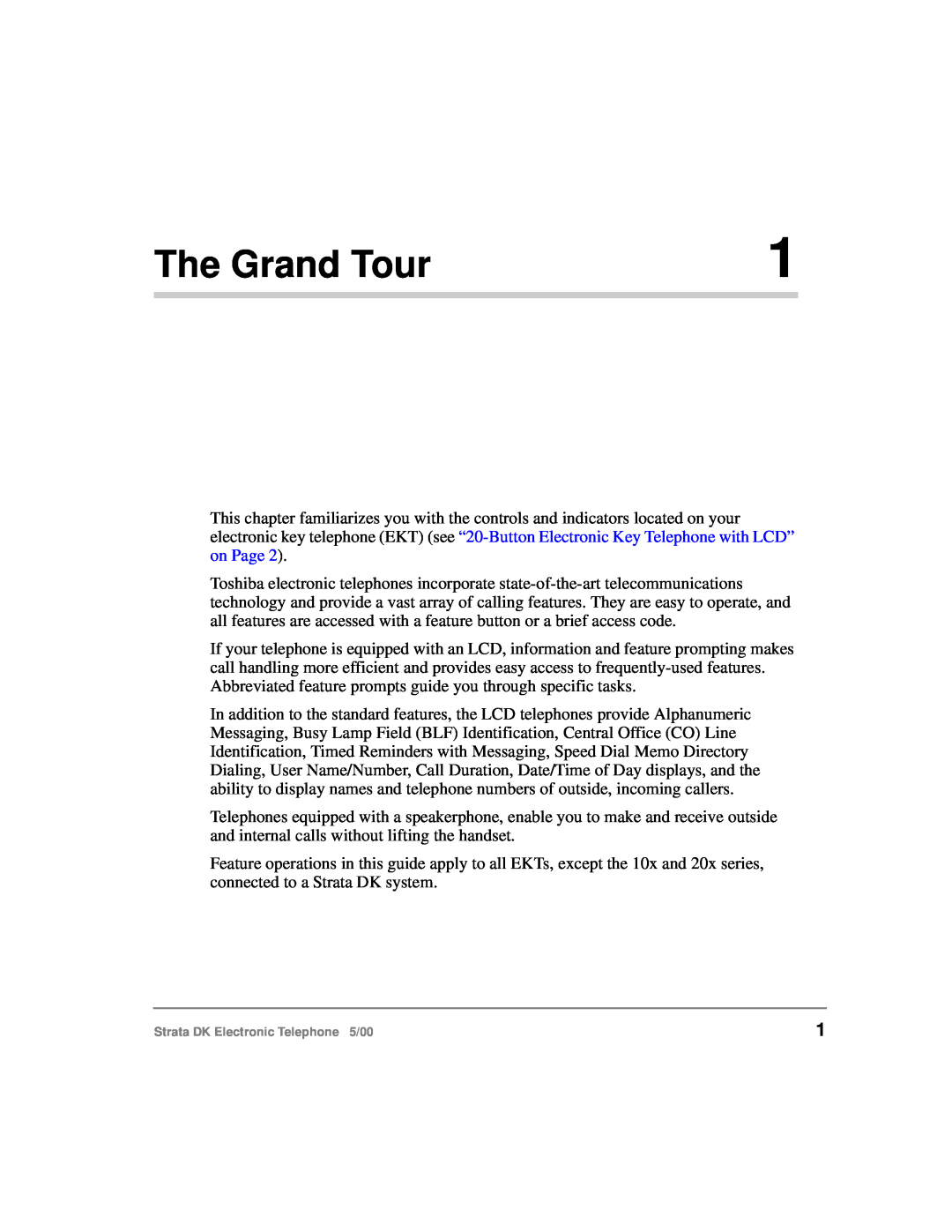 Toshiba Strata DK manual The Grand Tour 