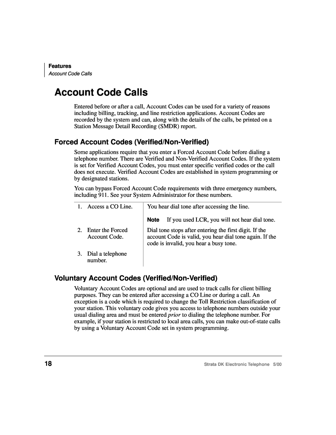 Toshiba Strata DK manual Account Code Calls, Forced Account Codes Verified/Non-Verified 