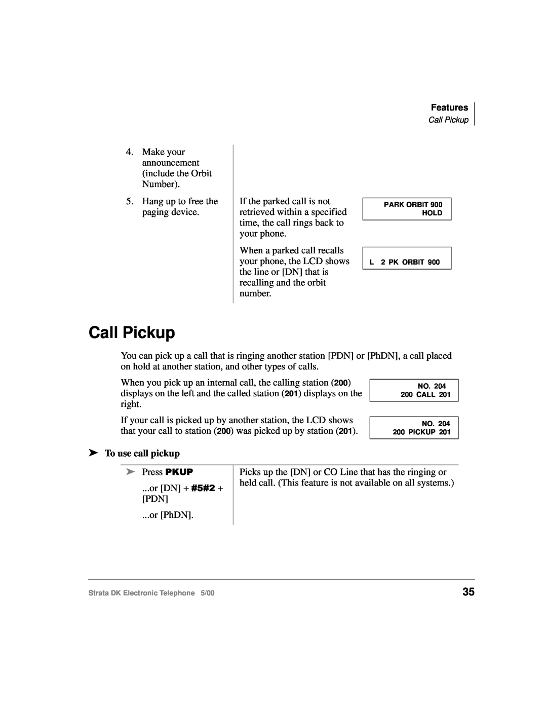 Toshiba Strata DK manual Call Pickup, To use call pickup 