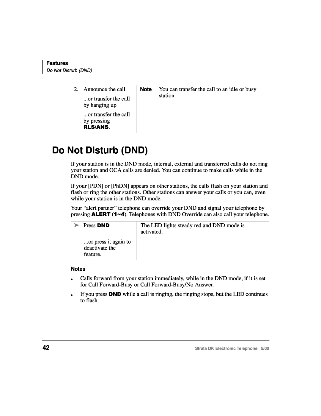 Toshiba Strata DK manual Do Not Disturb DND 