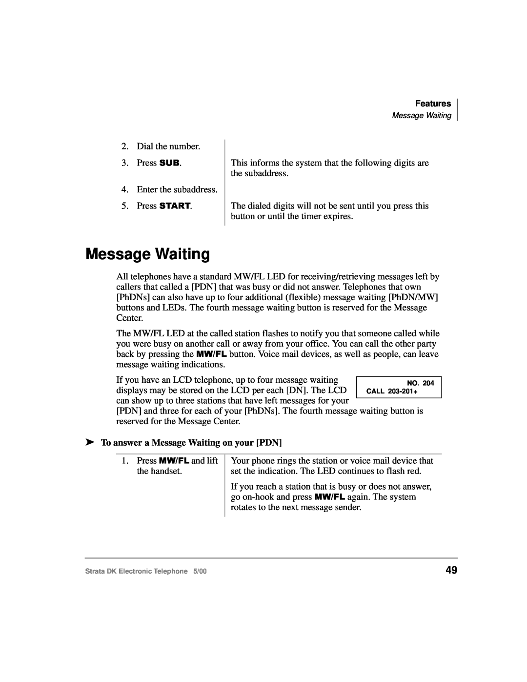 Toshiba Strata DK manual Message Waiting, If you have an LCD telephone, up to four message waiting 