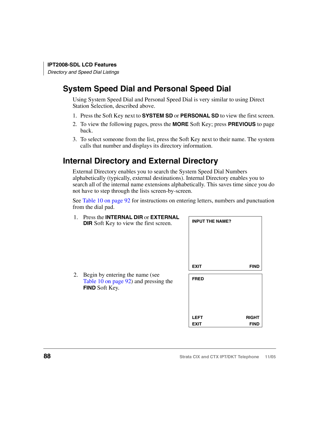 Toshiba Strata DKT, Strata IPT manual System Speed Dial and Personal Speed Dial, Internal Directory and External Directory 