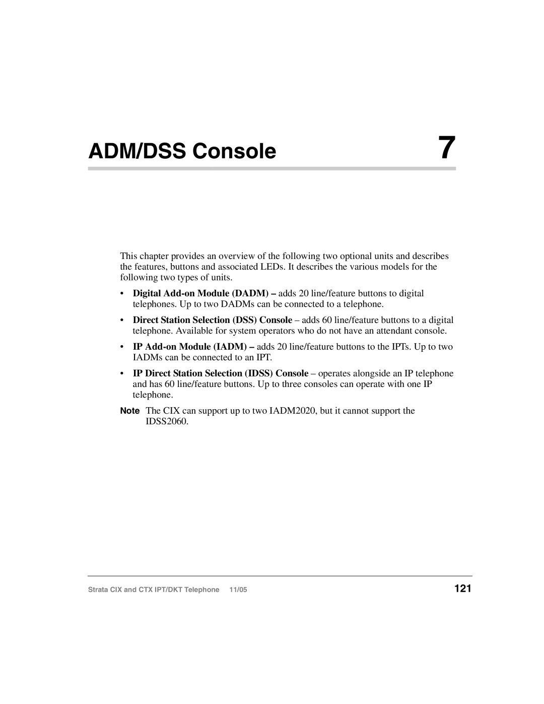 Toshiba Strata IPT, Strata DKT manual ADM/DSS Console, 121 