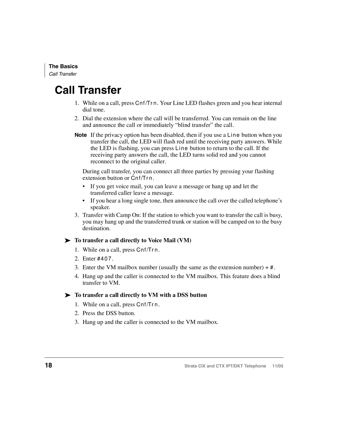 Toshiba Strata DKT, Strata IPT manual Call Transfer, To transfer a call directly to Voice Mail VM 