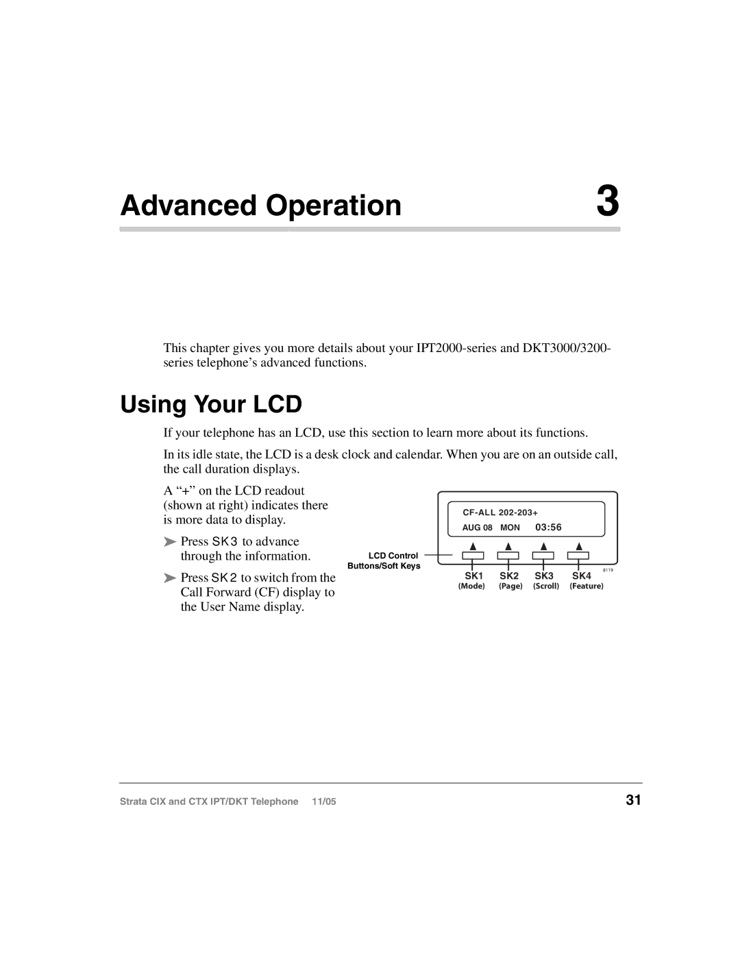 Toshiba Strata IPT, Strata DKT manual Advanced Operation, Using Your LCD 