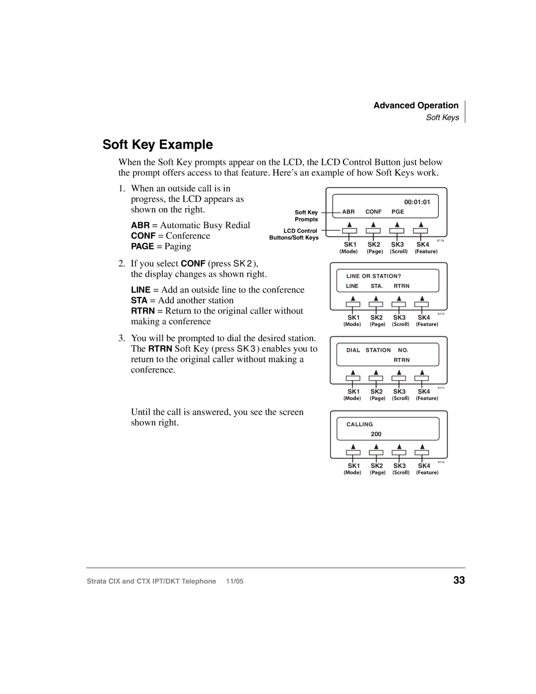 Toshiba Strata IPT, Strata DKT manual Soft Key Example 