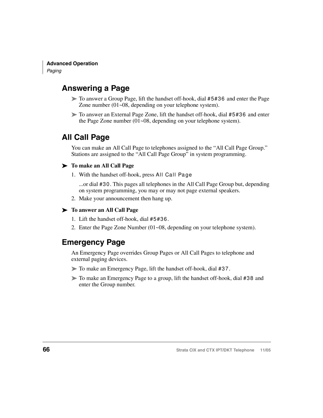 Toshiba Strata DKT, Strata IPT manual Answering a, Emergency, To make an All Call, To answer an All Call 