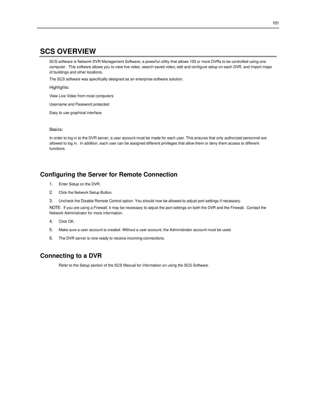 Toshiba SWIP-8, SWIP-32, SWIP-16 user manual SCS Overview, Connecting to a DVR, 101 