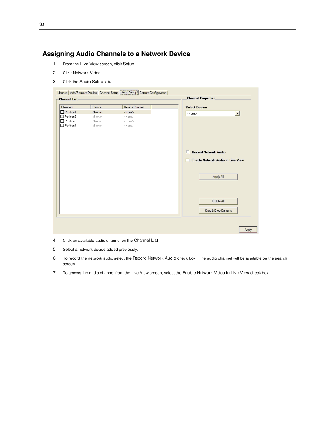 Toshiba SWIP-32, SWIP-16, SWIP-8 user manual Assigning Audio Channels to a Network Device 