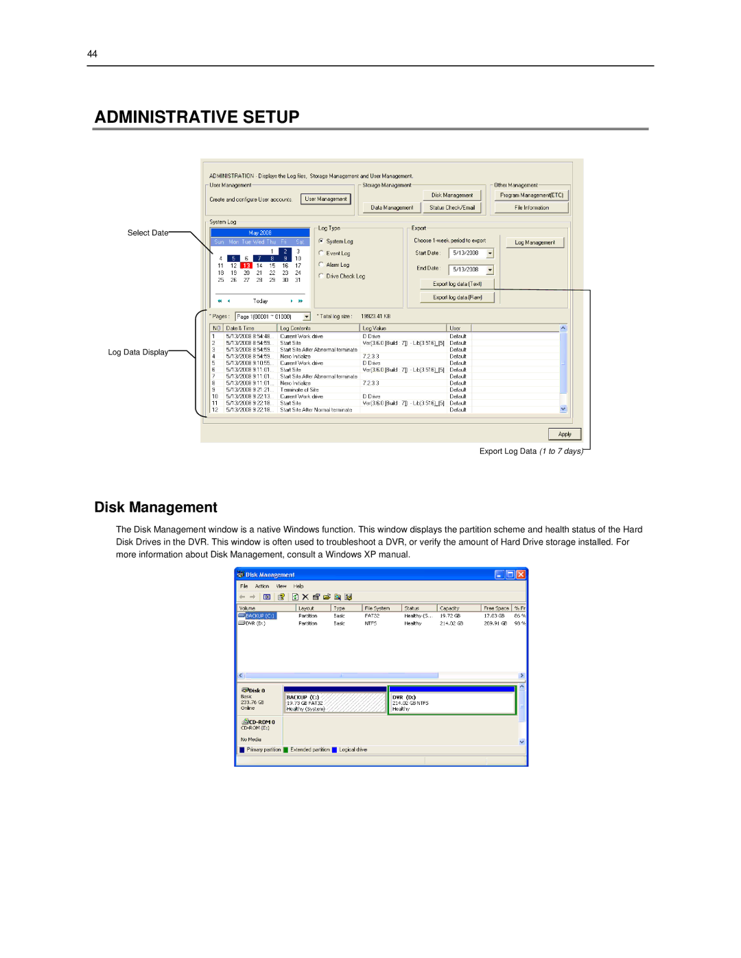 Toshiba SWIP-8, SWIP-32, SWIP-16 user manual Administrative Setup, Disk Management 