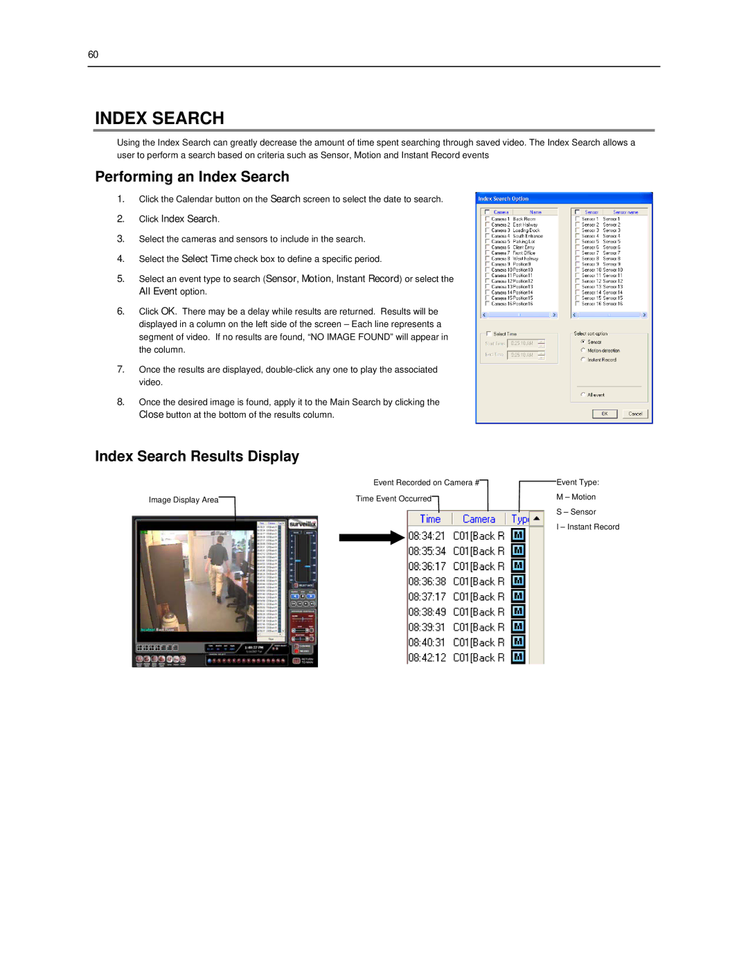 Toshiba SWIP-32, SWIP-16, SWIP-8 user manual Performing an Index Search, Index Search Results Display 