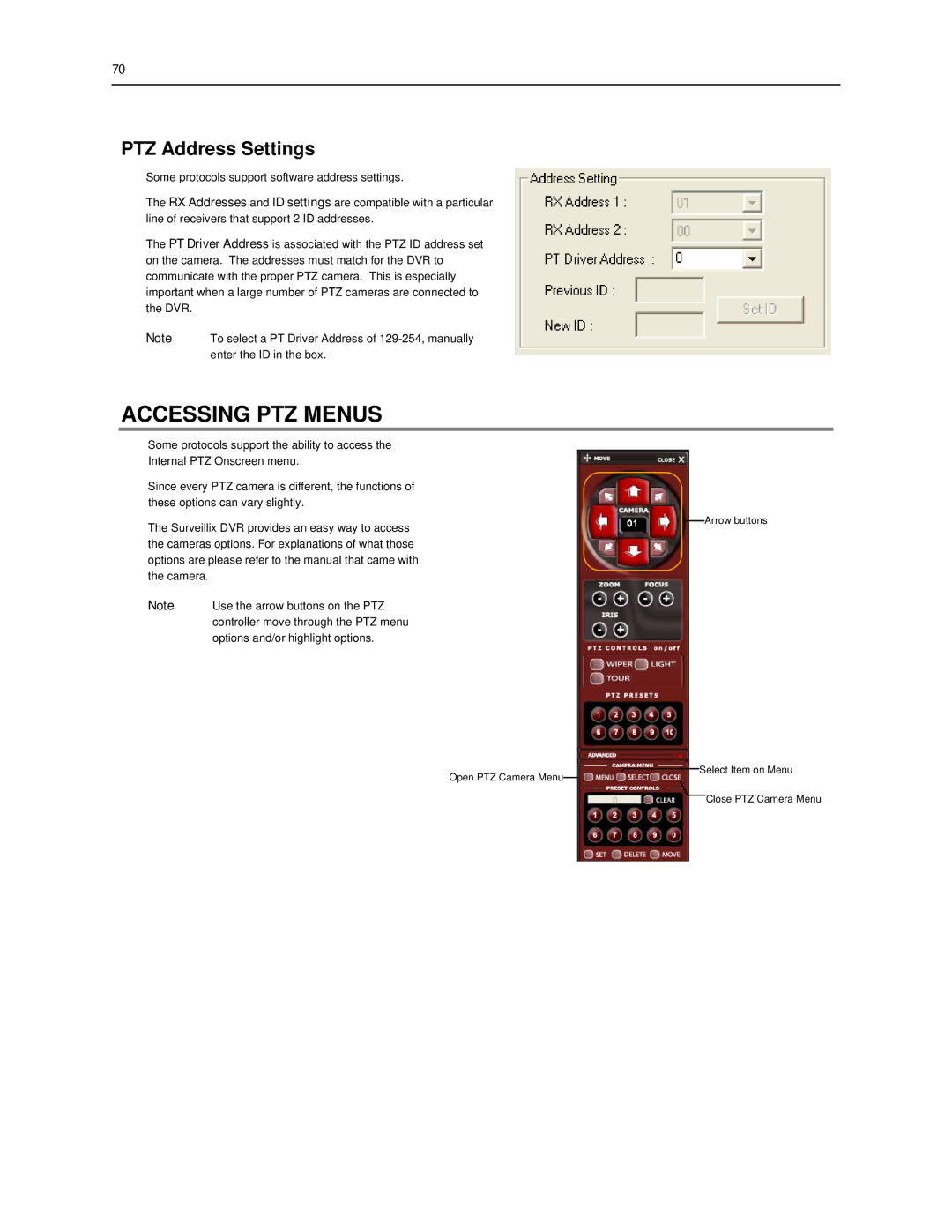 Toshiba SWIP-16, SWIP-32, SWIP-8 user manual Accessing PTZ Menus, PTZ Address Settings 