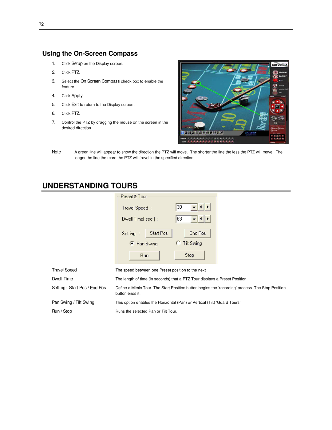 Toshiba SWIP-32, SWIP-16, SWIP-8 user manual Understanding Tours, Using the On-Screen Compass 