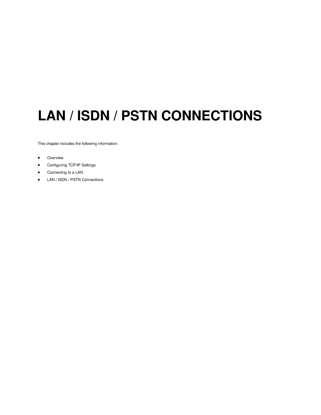 Toshiba SWIP-32, SWIP-16, SWIP-8 user manual LAN / Isdn / Pstn Connections 