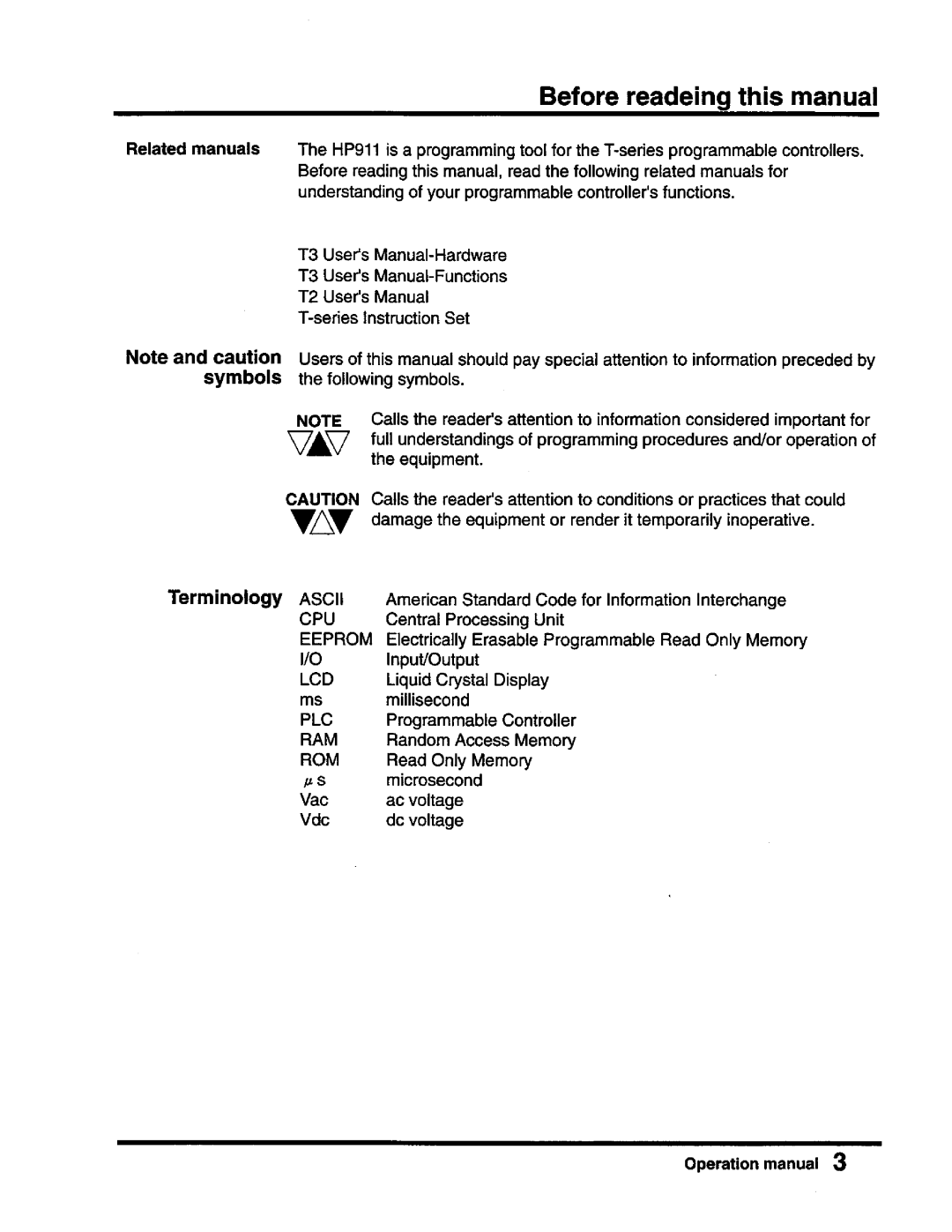 Toshiba T-Series operation manual 