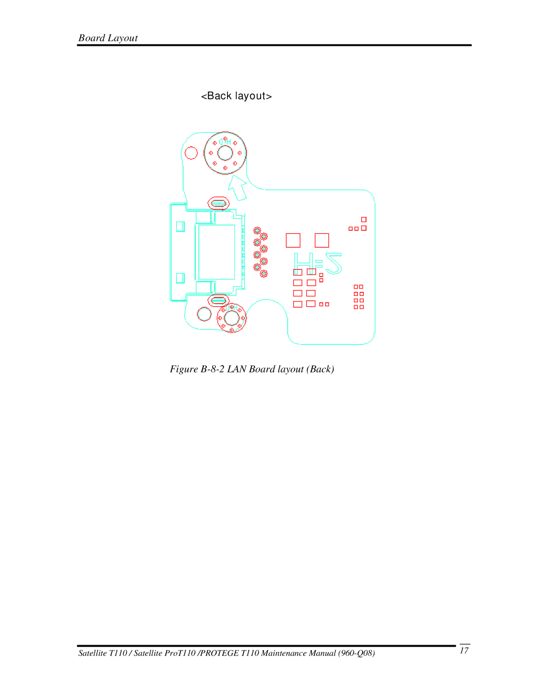 Toshiba T110, ProT1!0 manual Figure B-8-2 LAN Board layout Back 