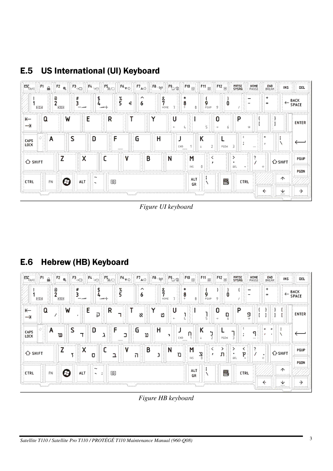 Toshiba ProT1!0, T110 manual US International UI Keyboard 