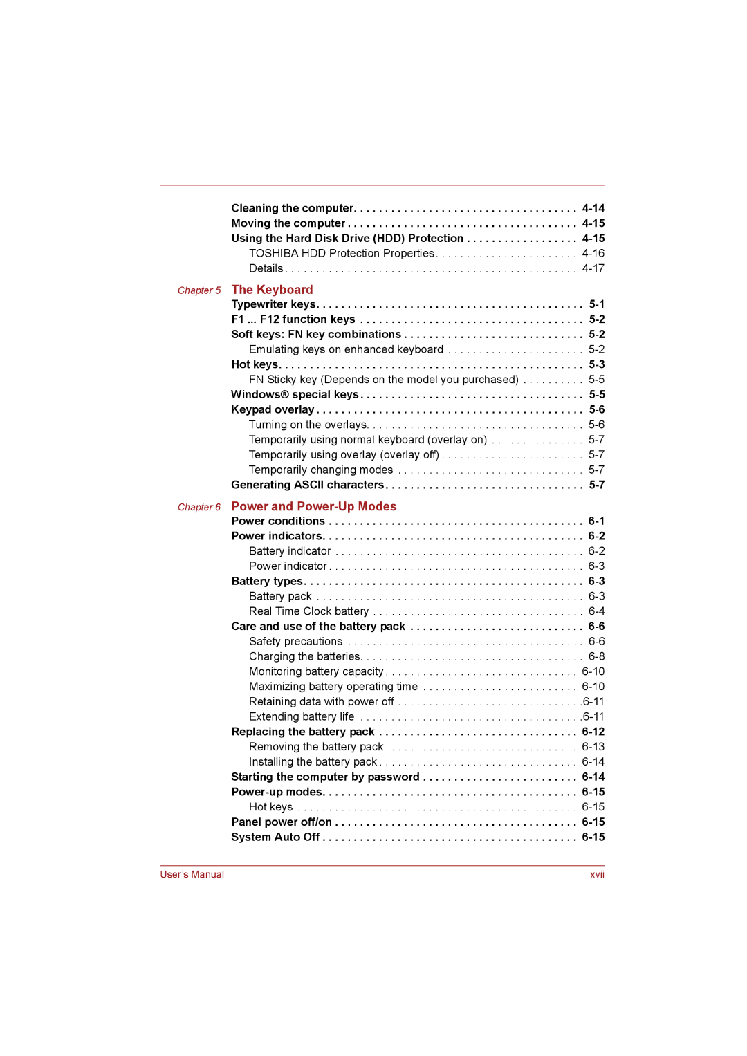 Toshiba T110 user manual Keyboard 