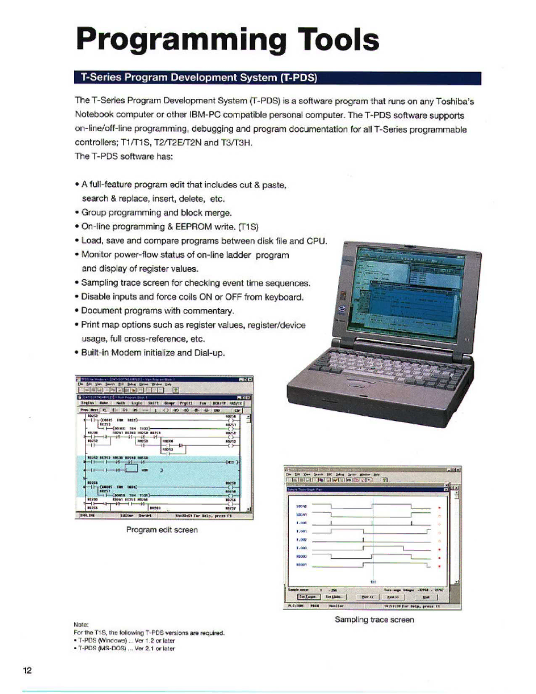 Toshiba T1S manual Series Program Development System T PDS, T-PDS software has, Document programs with commentary 