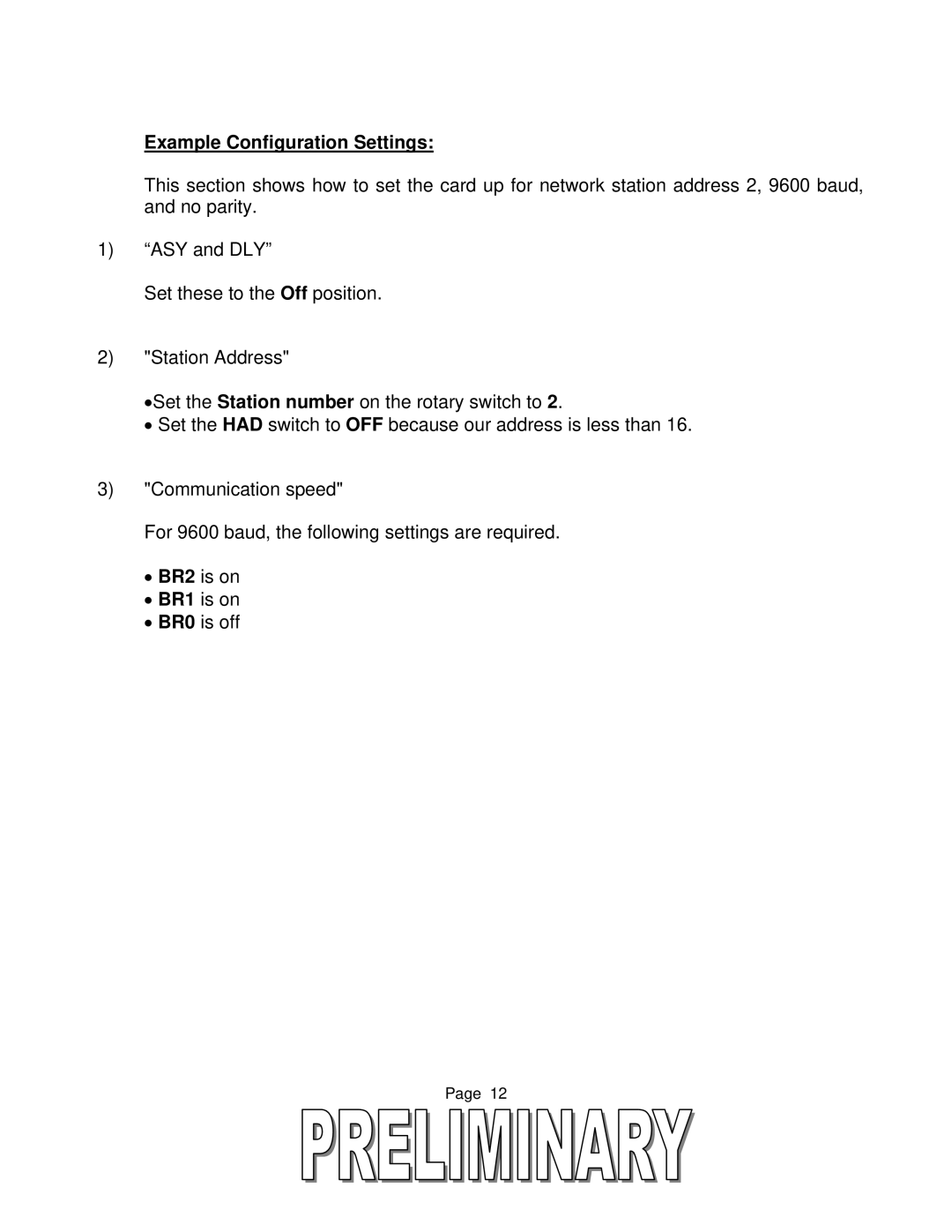 Toshiba T2 Series user manual Example Configuration Settings 