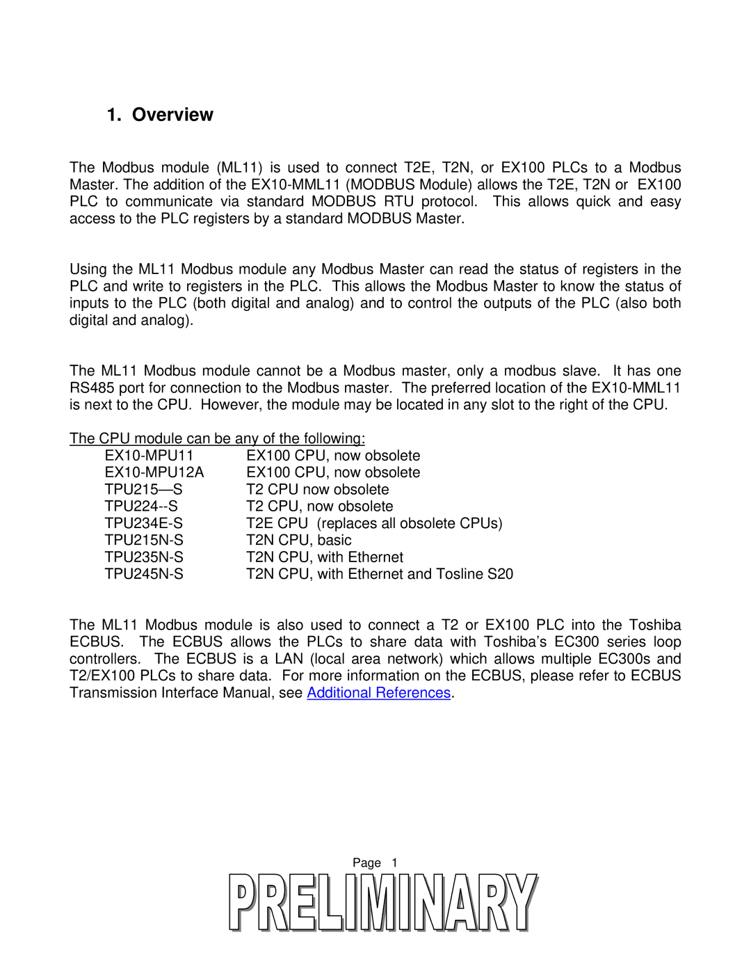 Toshiba T2 Series user manual Overview 