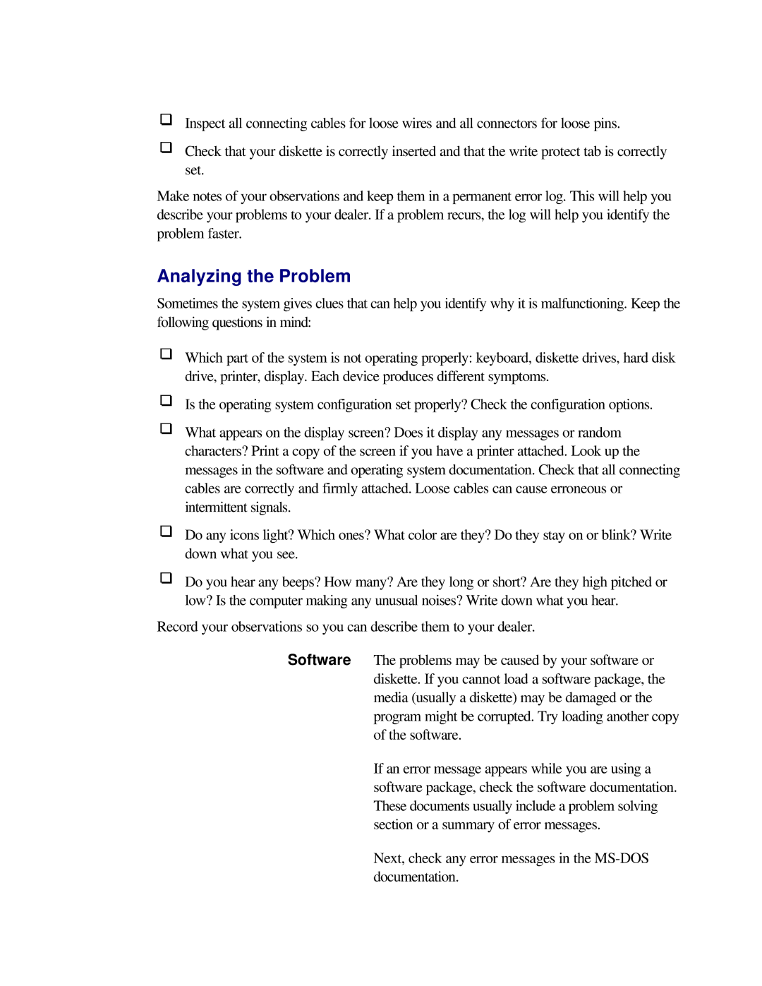 Toshiba T2150CD user manual Analyzing the Problem 