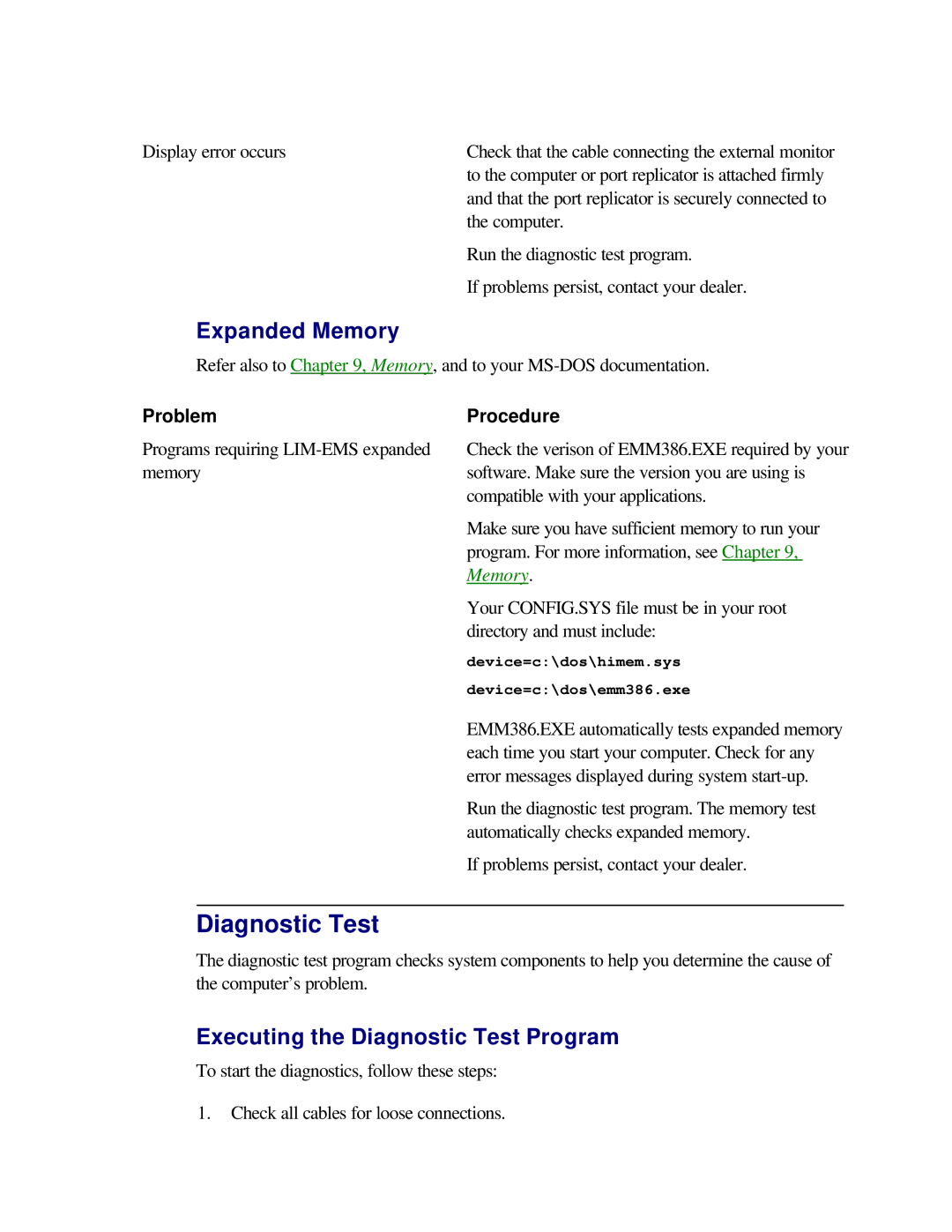 Toshiba T2150CD user manual Executing the Diagnostic Test Program 