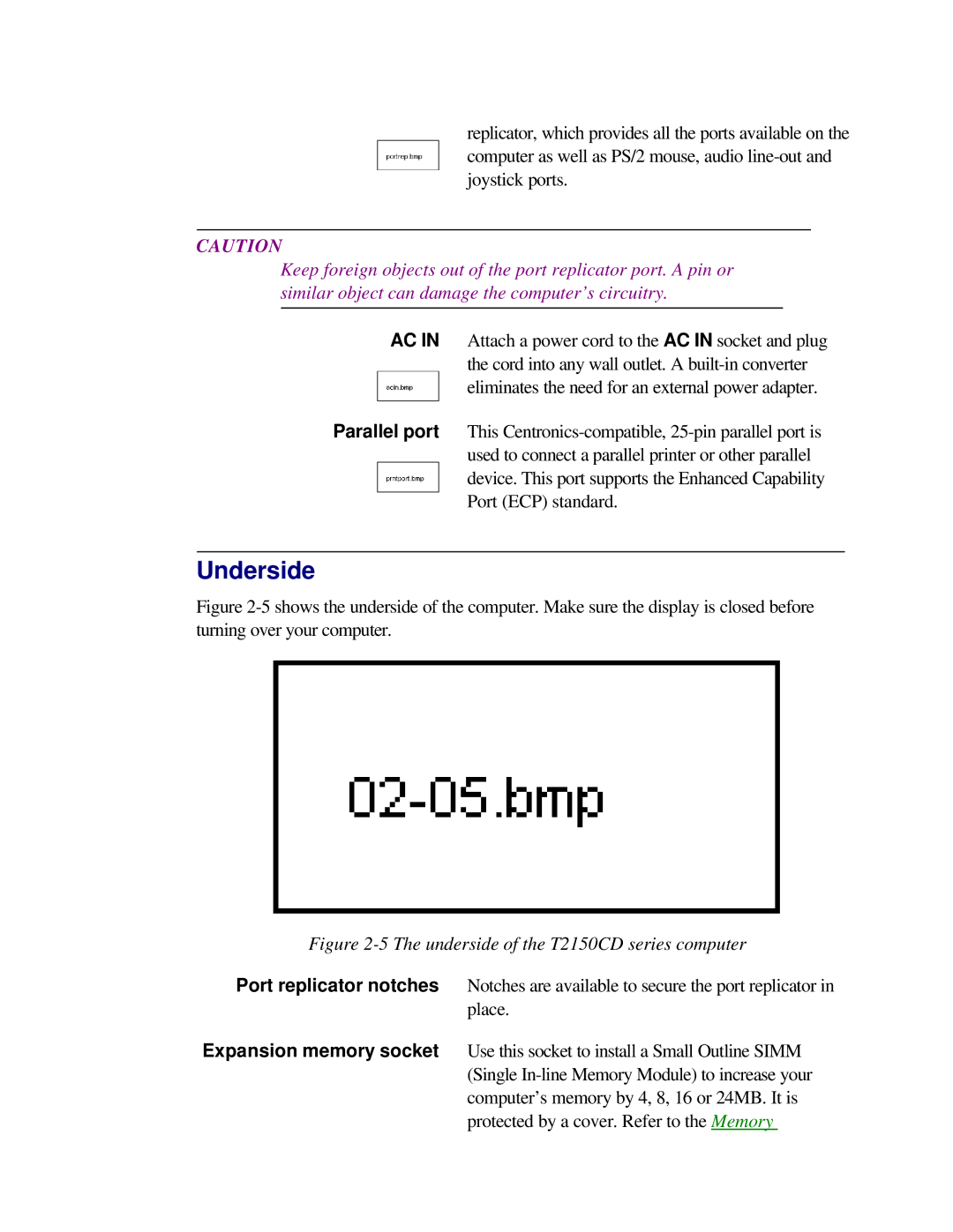 Toshiba user manual Underside of the T2150CD series computer 