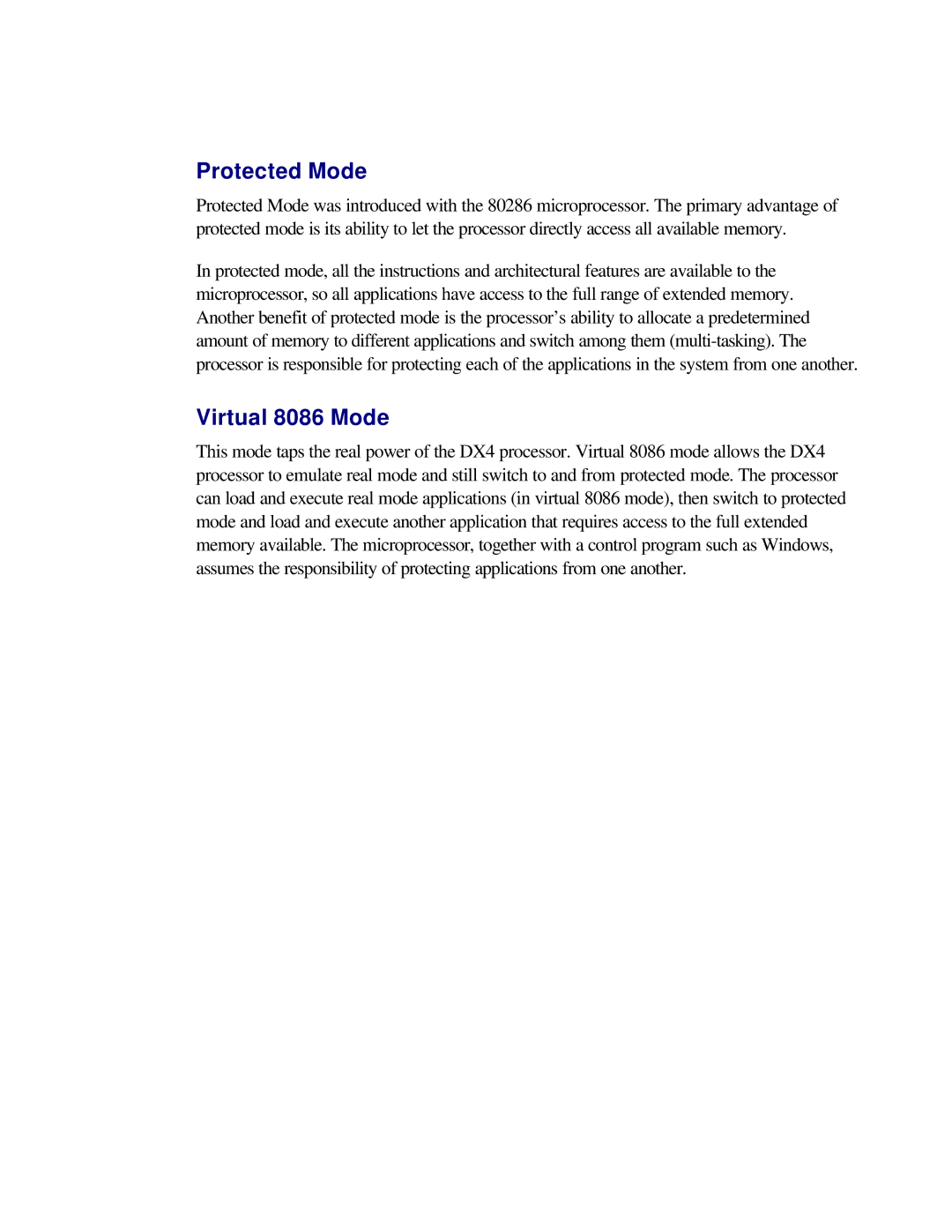 Toshiba T2150CD user manual Protected Mode, Virtual 8086 Mode 