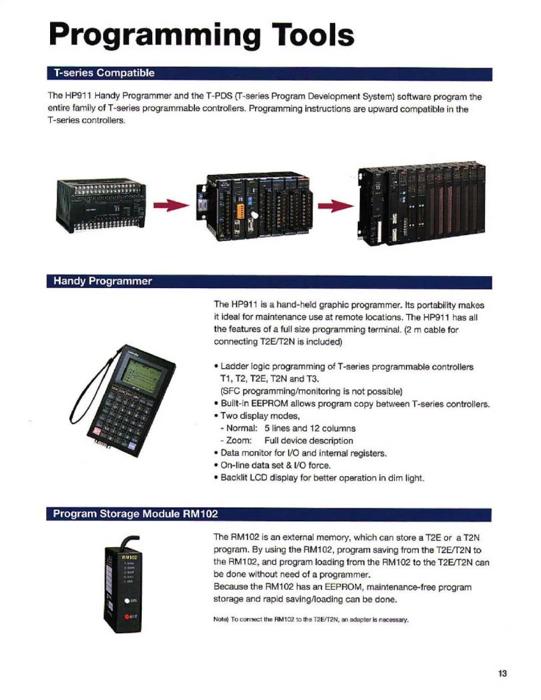 Toshiba T2E manual Programming Tools, Programmingfmonitoring is not possible 