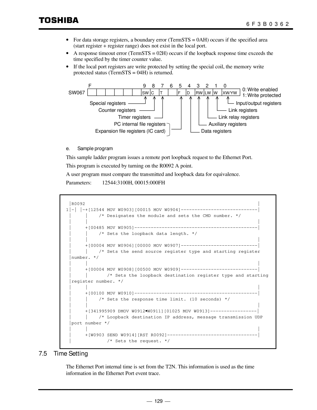 Toshiba T2N instruction manual Time Setting 