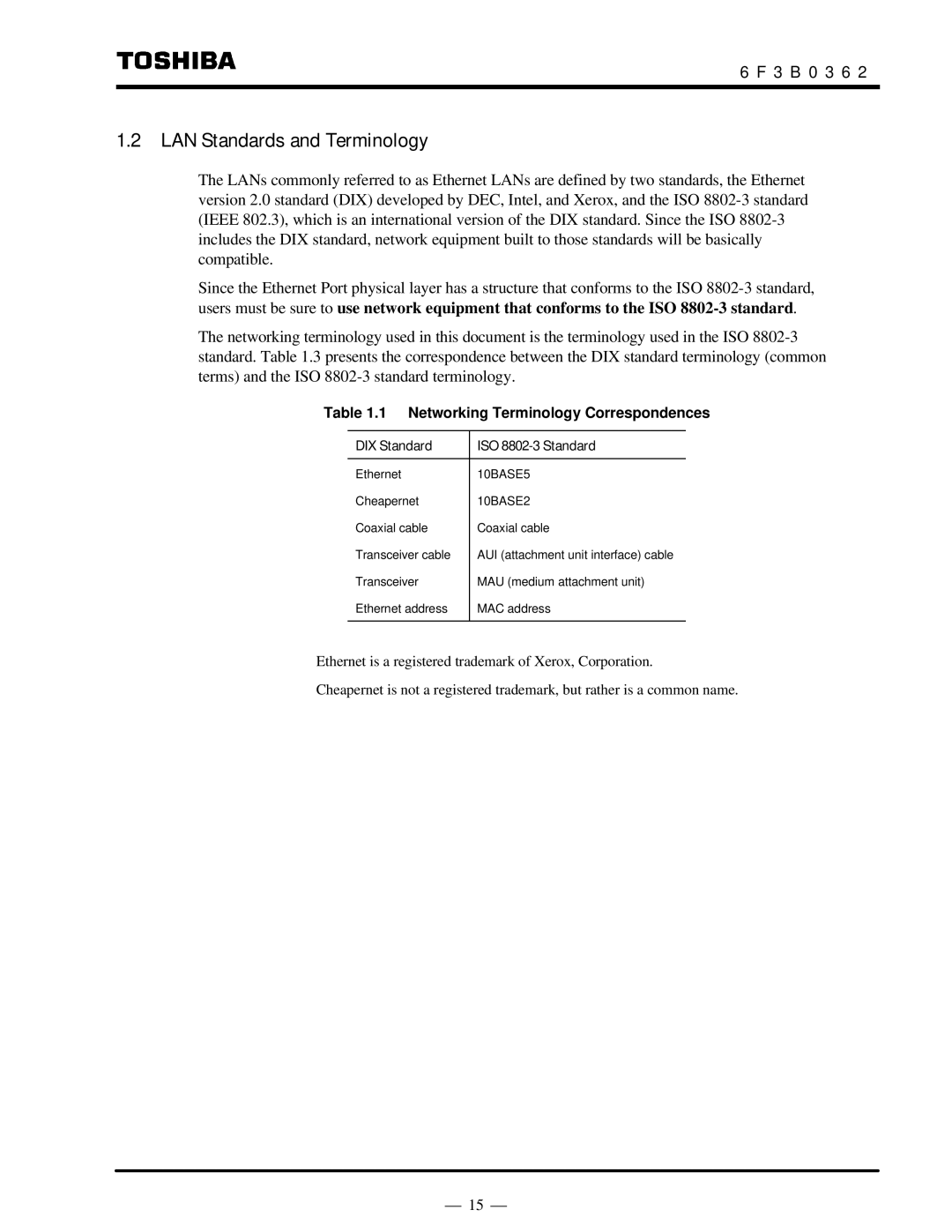 Toshiba T2N instruction manual LAN Standards and Terminology, 10BASE2 