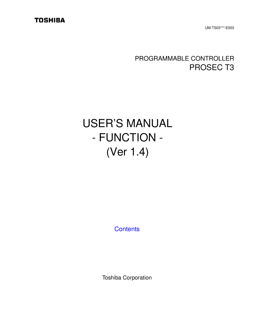 Toshiba T3 user manual USER’S Manual Function 