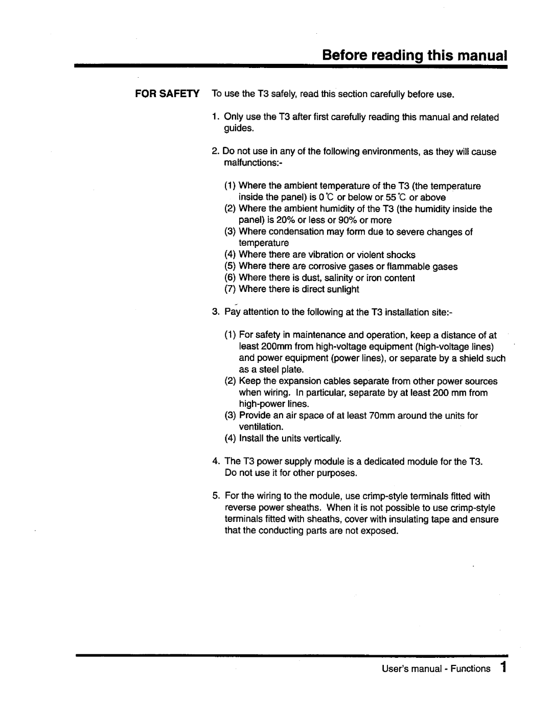 Toshiba T3 user manual 