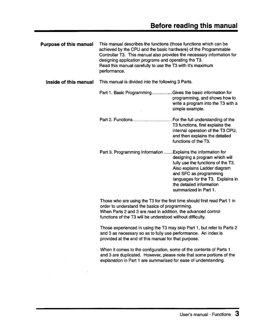 Toshiba T3 user manual 