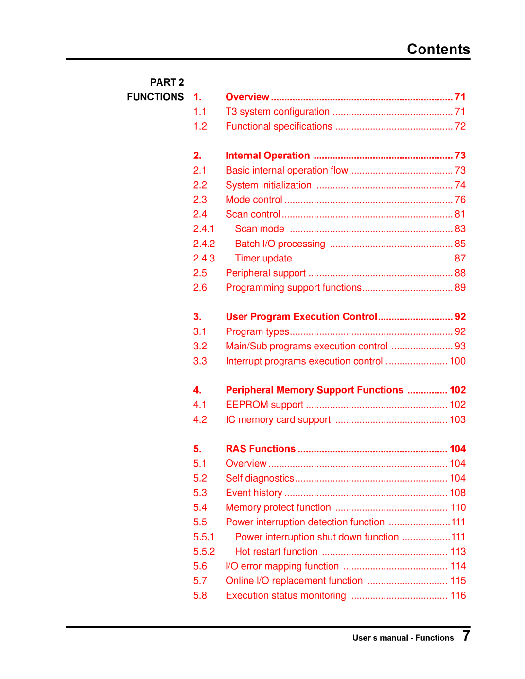 Toshiba T3 user manual Contents 