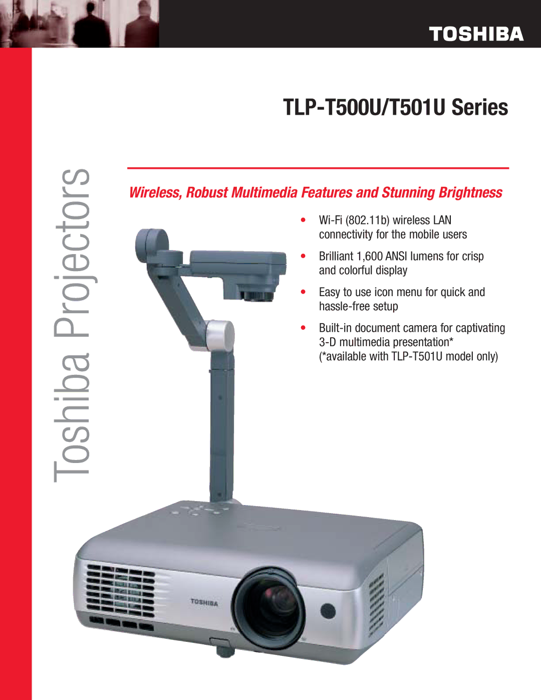 Toshiba TLP-T500USeries manual Toshiba Projectors, TLP-T500U/T501U Series 